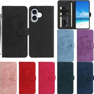Butterfly Moon Leather Wallet Phone Case for iPhone 17 16 15 14 13 11 12 Pro 7 8 - Picture 1 of 18