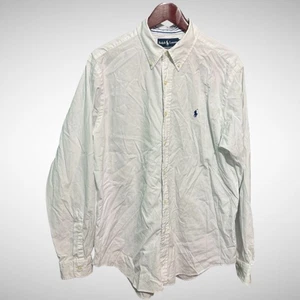 Ralph Lauren Shirt Mens L Long Sleeve Button Down Solid White Pre Owned Stained - Picture 1 of 9