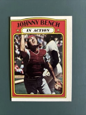 Johnny Bench 1972 Topps en acción #434 Cincinnati Reds Salón de la fama en muy buena condición Foto 1 de 2