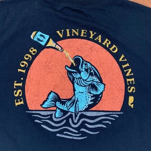 Vineyard Vines Shirt Mens Extra Large Black Drinking Fish Short Sleeve NWT - Picture 1 of 10