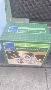 Holiday Time Restaurant Christmas Village Collectible Lighted House 8" Porcelain - Picture 1 of 1