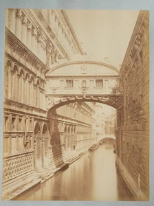 PHOTO Albumine Italie Venise 27X35cm 1880 pont des soupirs - Foto 1 di 1