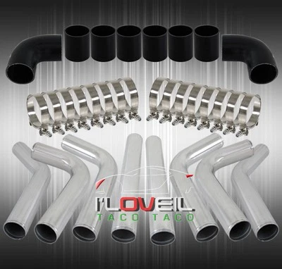 2.5" Diy Black Silicone Coupler Aluminum Intercooler Piping Kit T-Bolt Clamps Foto 1 de 3