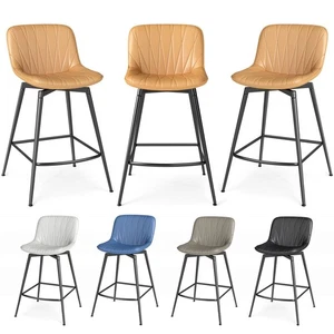 30" Swivel Upholstered Bar Stools with Back & Footrest, Set of 3 Bar Chairs - Picture 1 of 49