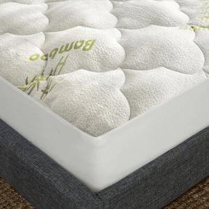 Bamboo Pillow Top Mattress Topper Cover Soft Air Mattress Pad Cover Twin/Queen - Picture 1 of 6