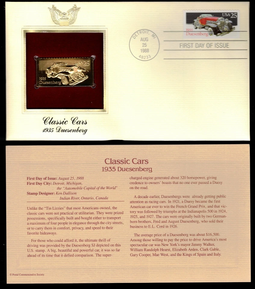 Classic Cars, 1935 Duesenberg-1st day issue-Golden Replica - Image 1 of 1