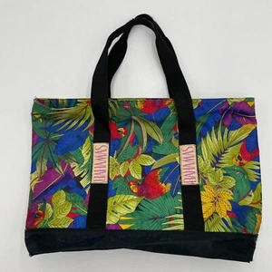 Vintage Bag Tropical Parrot Bird Tote Bahamas Preloved Green Retro Palm Leaves - Picture 1 of 14
