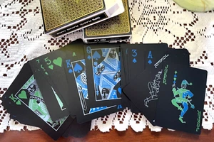 2 Deck Plastic Playing Cards Premium Plastic Waterproof Black Poker Professional - Picture 1 of 7