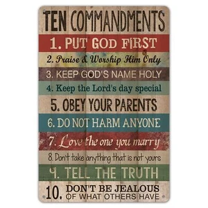 8 X 12 Novelty Ten Commandments Vintage Metal Tin Sign Wall Sign Plaque Poster - Picture 1 of 4