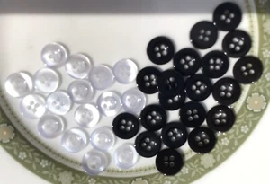 Shirt or Trouser Button in Black or White for Sewing Pack 20 11mm 4 Hole - Picture 1 of 5