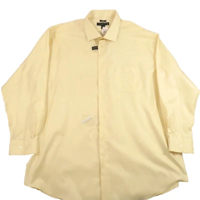 PRONTO UOMO Dress Shirt Mens 19"-Tall 36/37 Pale Yellow No Iron Classic $80 NEW! - Image 1 of 3