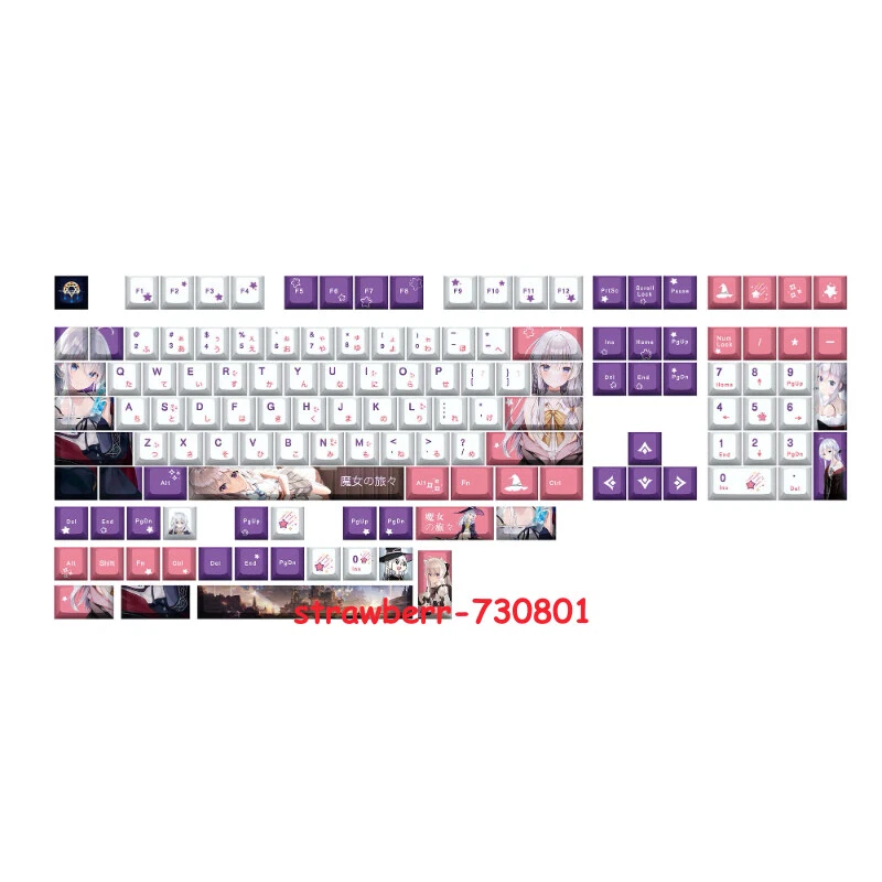 Anime The journey of Elaina Cherry PBT 132 Keycap For Cherry MX Keyboard Gift - Image 1 of 4