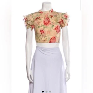 Reformation Floral Print Mock Neck Crop Top Size: XS | US 0 - Picture 1 of 5