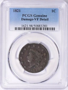 1821 Coronet Head Matron Large Cent 1c PCGS VF Details - Picture 1 of 3
