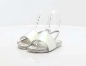 Matalan Girls White Animal Print Synthetic Slingback Sandal UK 9 EU 27 - Iredesc - Picture 1 of 12