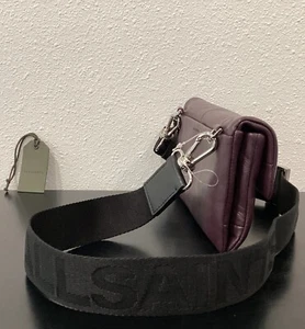 AllSaints Ezra Quilted Leather Purple Port Crossbody Signature Strap 8"x5"x1" - Picture 1 of 17