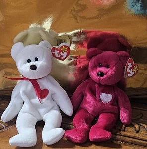 Ty Valentino & Valentina Bear Beanie Babies Baby  - Picture 1 of 3