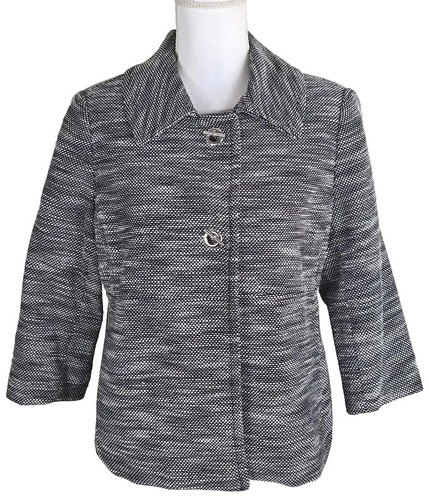 VETEMENTS Blazer Liz Claiborne ~Donna taglia M~ Giacca nero bianco manica a 3 4 abbigliamento da ufficio.