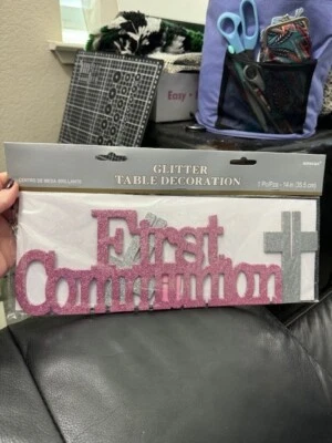 Amscan First Communion Glitter Table 14" Decoration Party Supply New!!! - Image 1 of 2