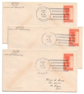 USS WORDEN DD-352 • 1935 Naval Covers x3 • COMMISSIONED BREMERTON WASH Cancels - Picture 1 of 1