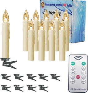HANNAHONG 10 Pcs LED Flameless Taper Candles with Remote,Small Mini Electric Dim - Picture 1 of 12