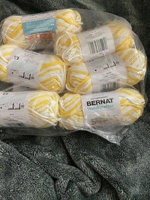 Bernat Handcrafter Cotton Yarn Lemon Swirl Lot Of 6 Medium #4 - Image 1 of 2