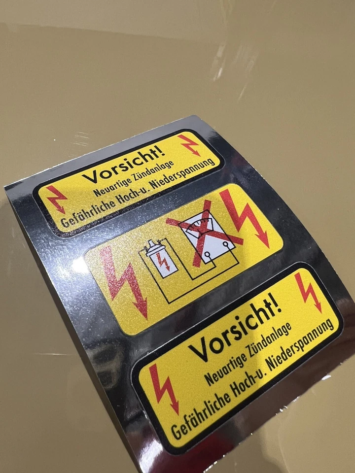 3 件 BOSCH 点火线圈 12V 贴纸贴花 911 保时捷 69-73 Concours Vorsicht — 第 1/4 张图片