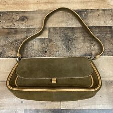 Coccinelle Women’s Snap Handbag Purse Shoulder Bag Suede Leather Brown Smal