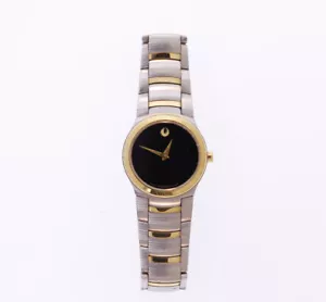 Ladies Movado 0605482 Kardelo Two Tone Stainless Steel Black Dial Watch - Picture 1 of 12