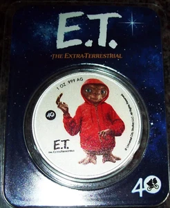E.T. 40TH Anniversary 2022 1 oz .999 Silver Colorized BU Coin - NIUE - Picture 1 of 2