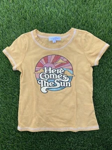 "HERE COMES THE SUN" Beatles George Harrison Song Girls Yellow T-Shirt Size XS - Picture 1 of 4