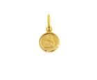 Pendant Medal Yellow Gold 18K, Angel Guardian, Small, Diameter 9 MM