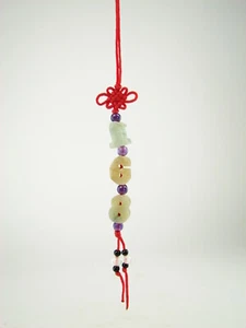 Chinese Natural Variegated Jade Hanging Charm Amulet Feng Shui - 168 Luck #606 - Picture 1 of 2
