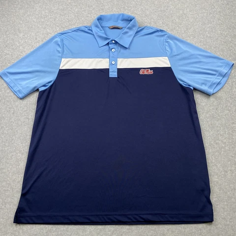 Ole Miss University Rebels Polo Shirt Mens 2XL - Fits like an XL S/S Blue Cover