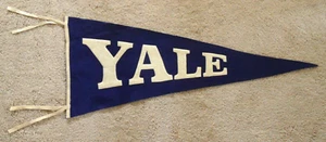 orig./Early 1900's YALE BULLDOGS *Large 33x13 Antique Pennant* with Maker's Tag - Picture 1 of 6