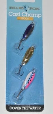 Blue Fox Cast Champ Cucharas Surtido Kit Oro Cromo Azul Trucha 1/8oz Foto 1 de 4