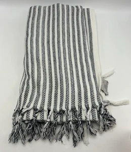 Slowtide Turkish Beach Towel Stripes Navy Blue 38x73 Cotton Lightweight - Picture 1 of 5