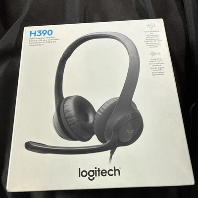 Logitech H390 USB Headset with Noise Cancelling Microphone Black - Image 1 of 4