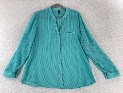 Camisa con botones Kut from the Kloth para mujer talla XL verde floral manga larga cuello en V Foto 1 de 4