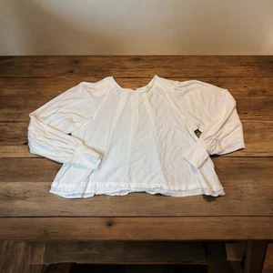 Free People Blouse Women's SMALL, White Balloon Sleeve Round Neck Flow Shirt - Picture 1 of 10