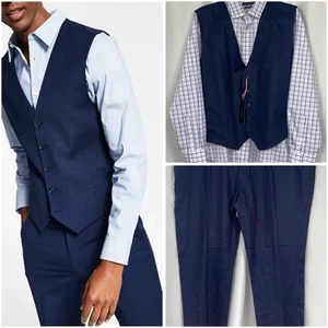 Tommy Hilfiger Men 3 Item Set Navy 3XL Vest Pants 46/30 Dress Shirt 2XL New NWT - Picture 1 of 4