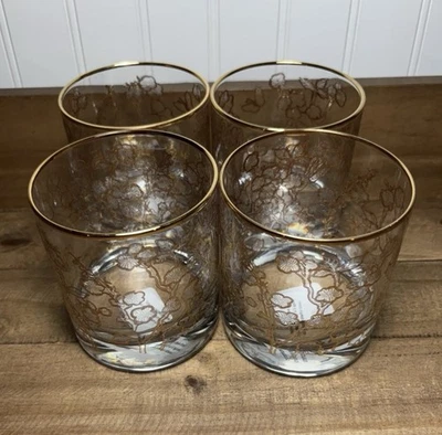 Williams Sonoma Cherry Blossom Double Old-Fashioned Glasses ~ Set of 4 - Image 1 of 4
