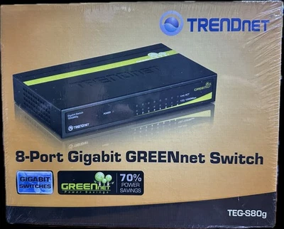 Sealed New in Box TRENDnet 8-Port Gigabit PoE+ Switch TPE-TG80G Black - Image 1 of 4