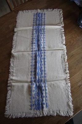 Tischläufer Vintage Boho-Style bestickt 80 x 40 cm beige mit Fransen - Bild 1 von 3