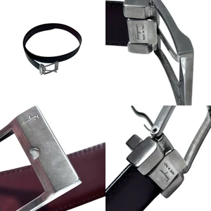 Autentica Cintura Salvatore Ferragamo Nera Reversibile Pelle Fibbia Argento Italia 36 - Foto 1 di 22
