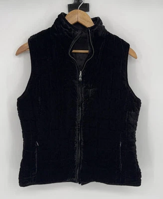 Chaleco Ralph Lauren Mujer Terciopelo Mediano Reversible Acolchado Negro Bolsillos Cuello Imitado Foto 1 de 4