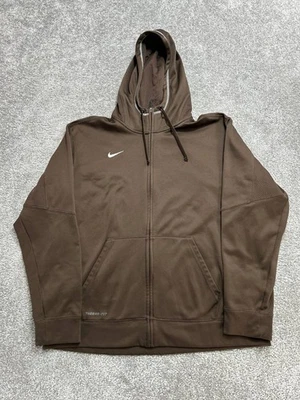 Sudadera con Capucha de Entrenamiento Nike para Hombres XL Marrón Ajuste Térmico Forrada de Vellón Detalle de Malla Cremallera Completa Foto 1 de 4
