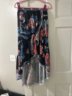 Flying Tomato Black Floral High Low Skirt Size S Pull On - Image 1 of 4