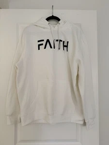 NEW Non brand women’s white hooded hoodie FAITH sweater size large - Picture 1 of 3
