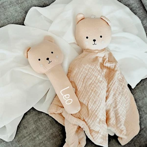 Personalised Cuddly Towel With Name | Rattle With Name Teddy Or Get As A Set - Picture 1 of 7